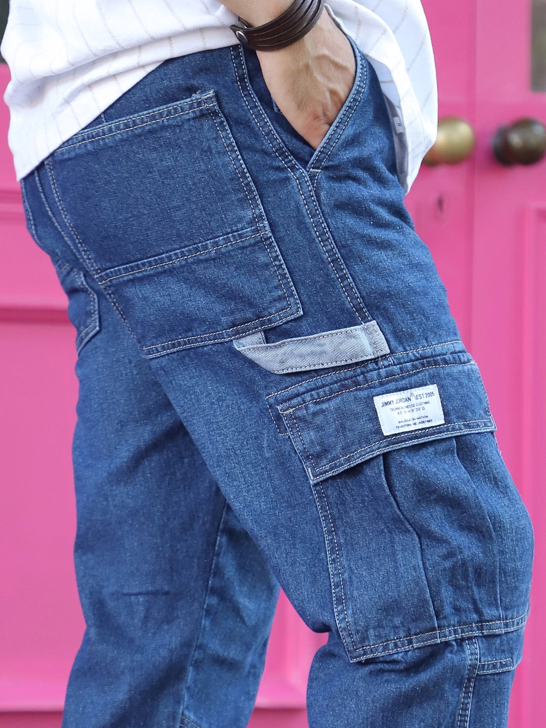 Celshade Blue Baggy Fit Denim Cargo