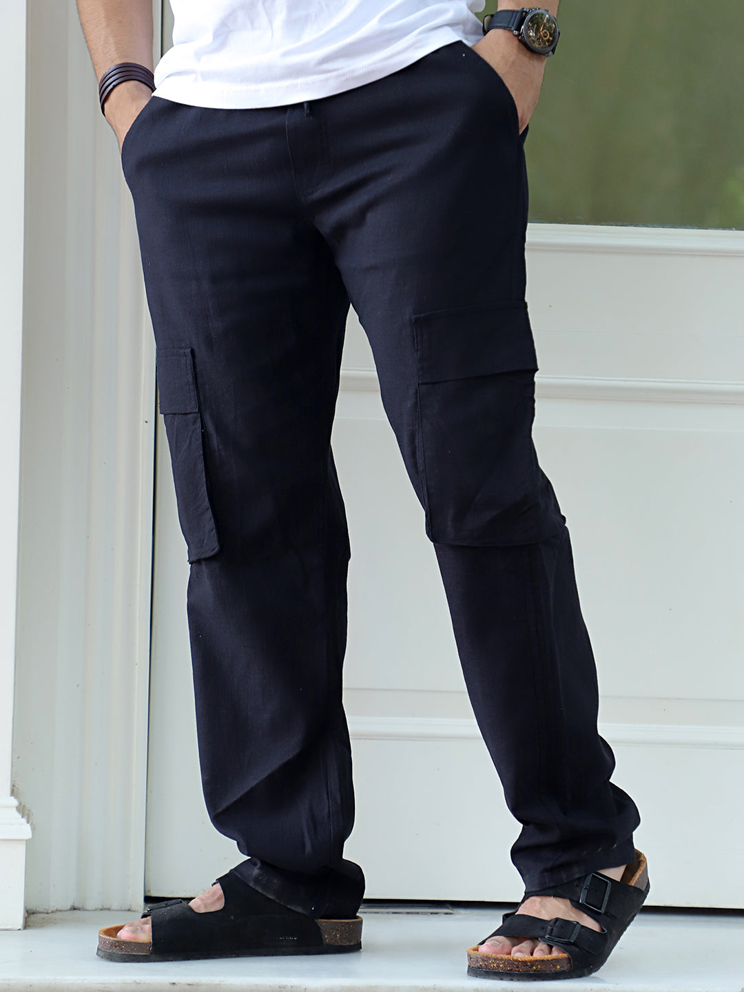Desert Black Linen Cargo
