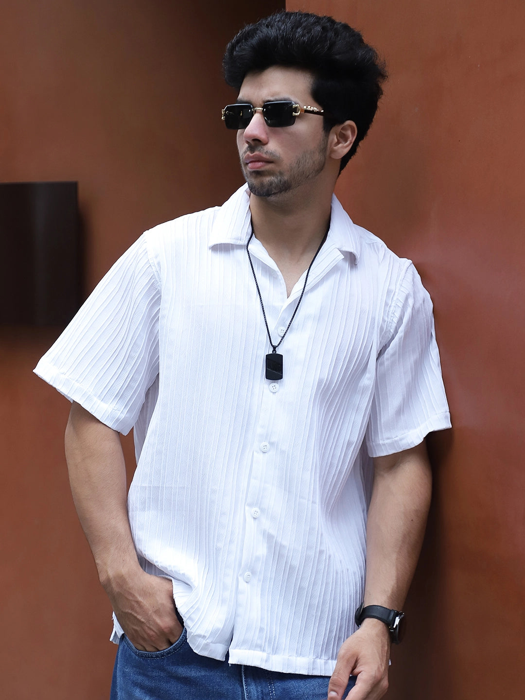 Lush White Half Sleeve Shirt