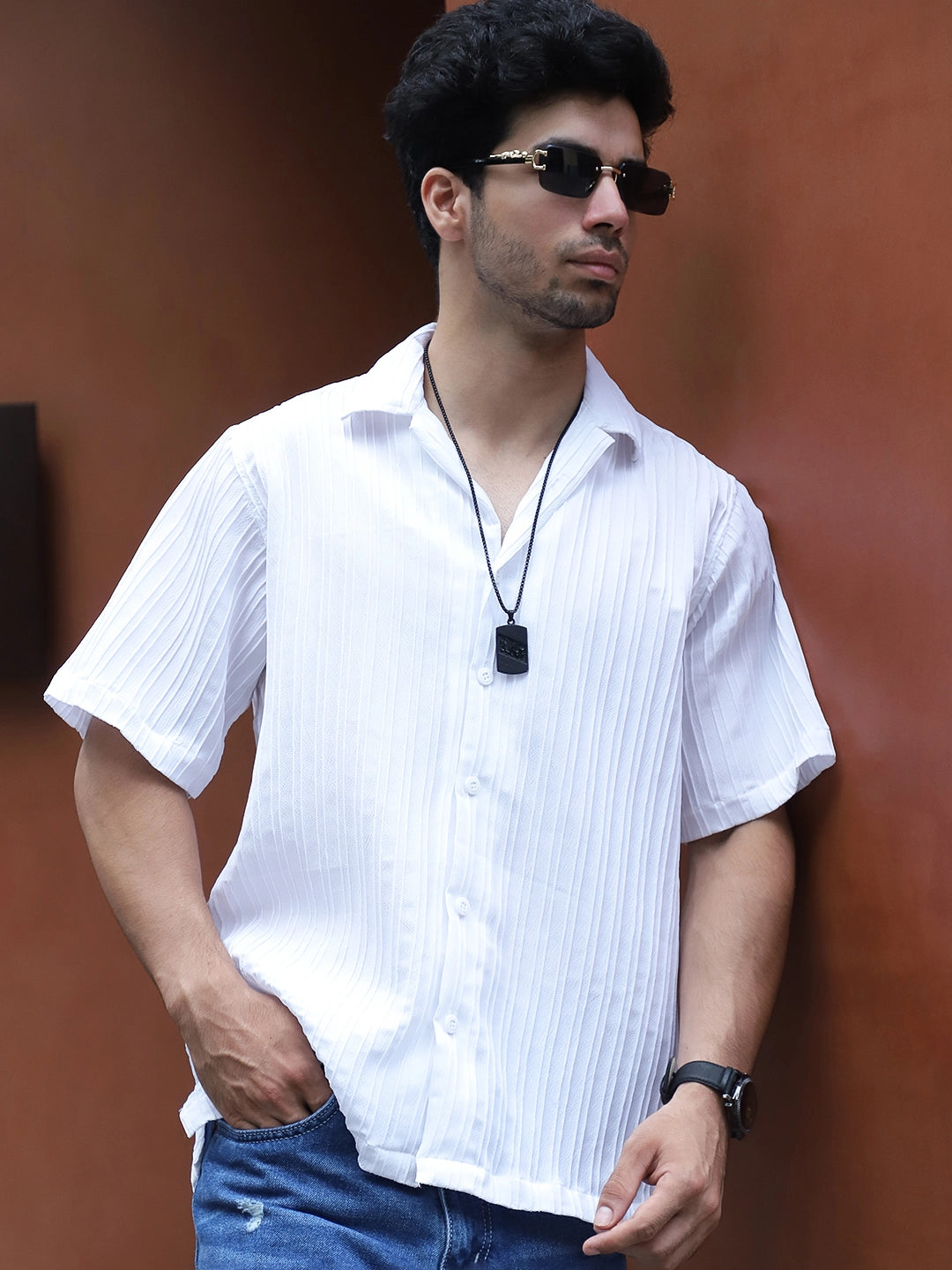 Lush White Half Sleeve Shirt