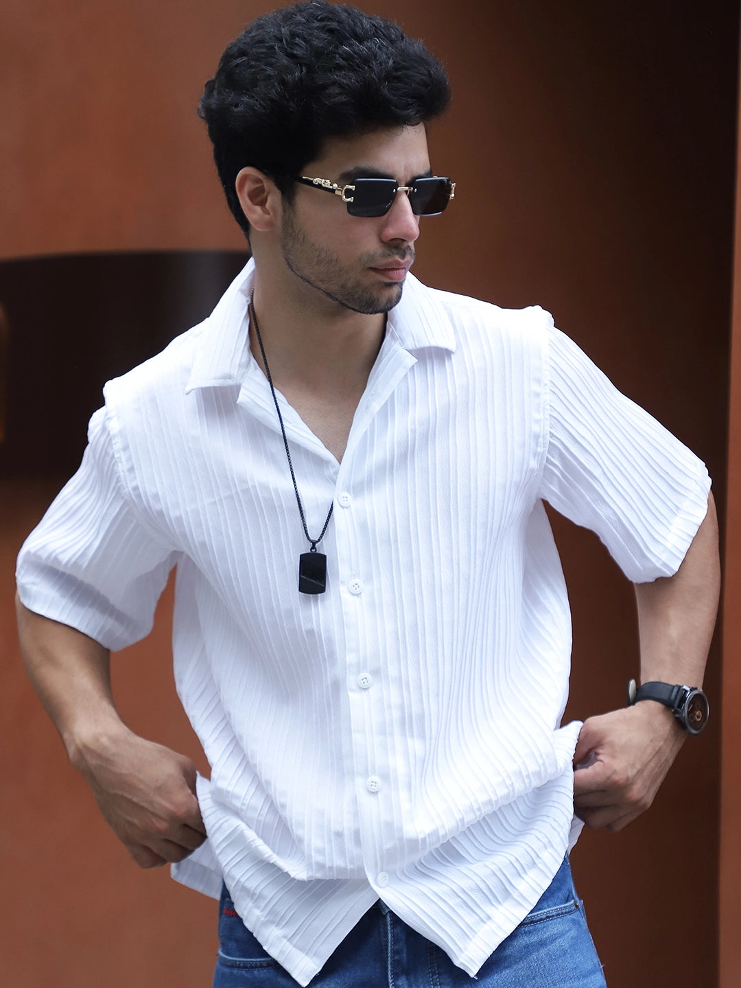 Lush White Half Sleeve Shirt