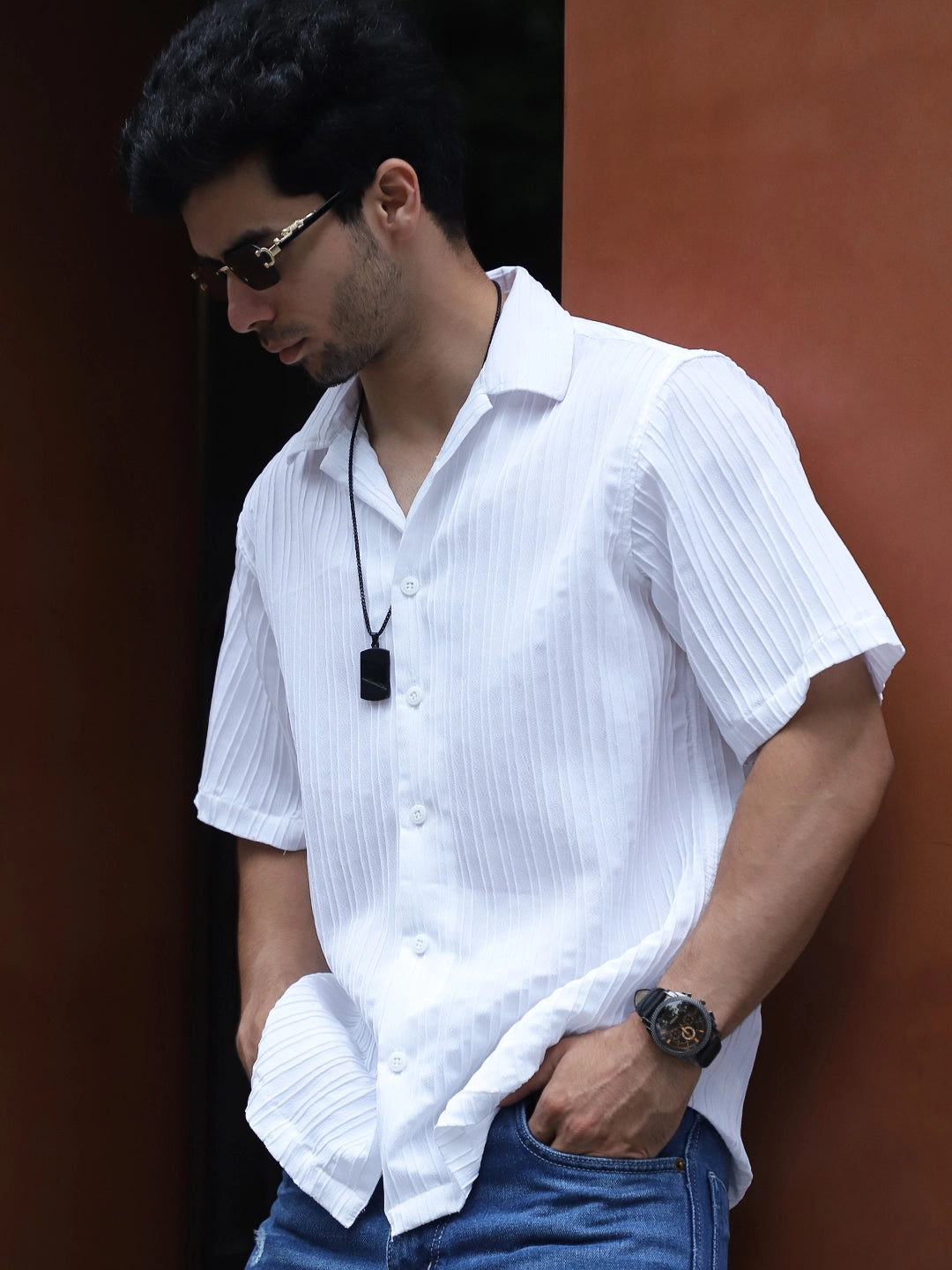 Lush White Half Sleeve Shirt