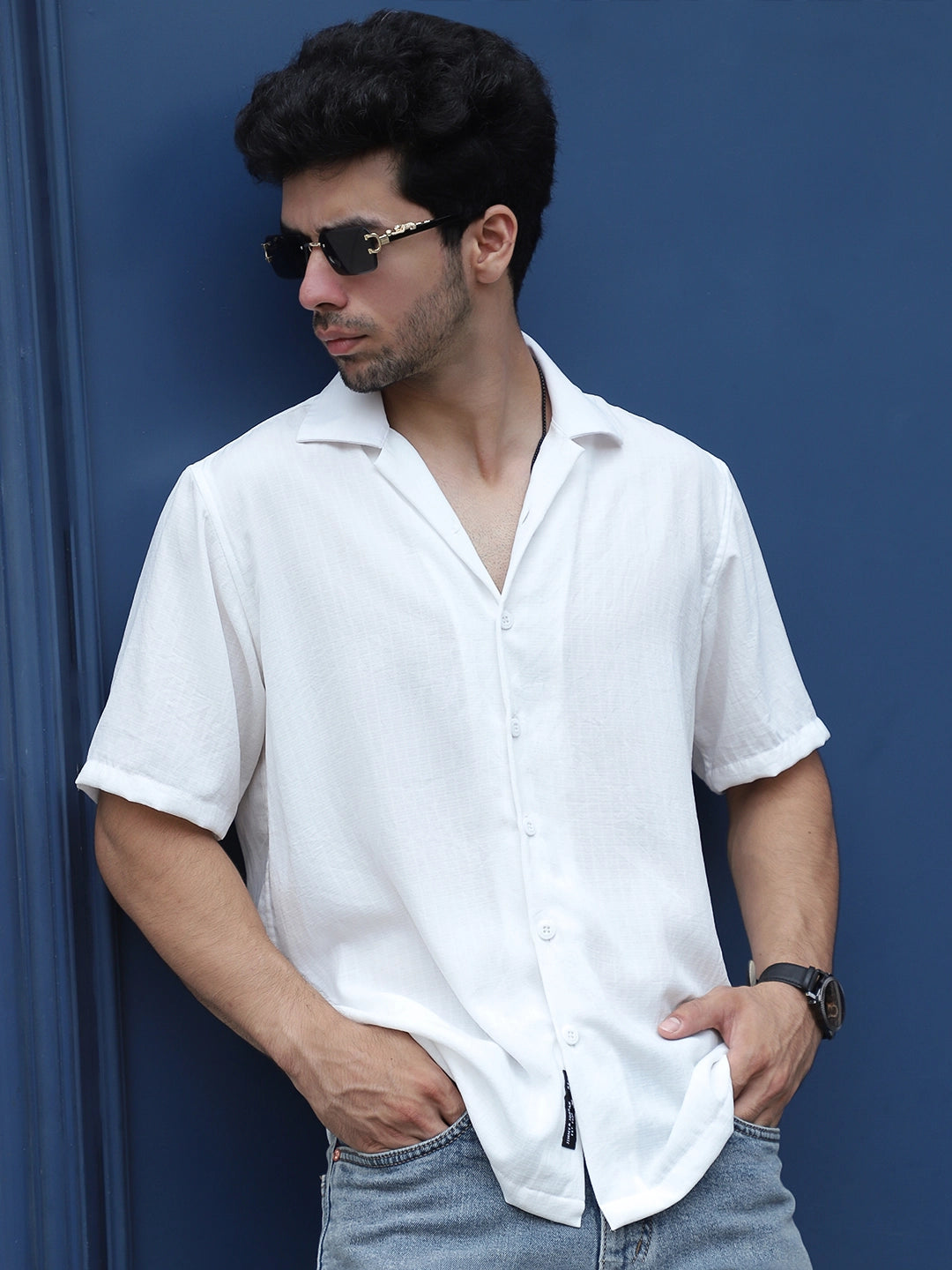 Leafline White Half sleeve shirt