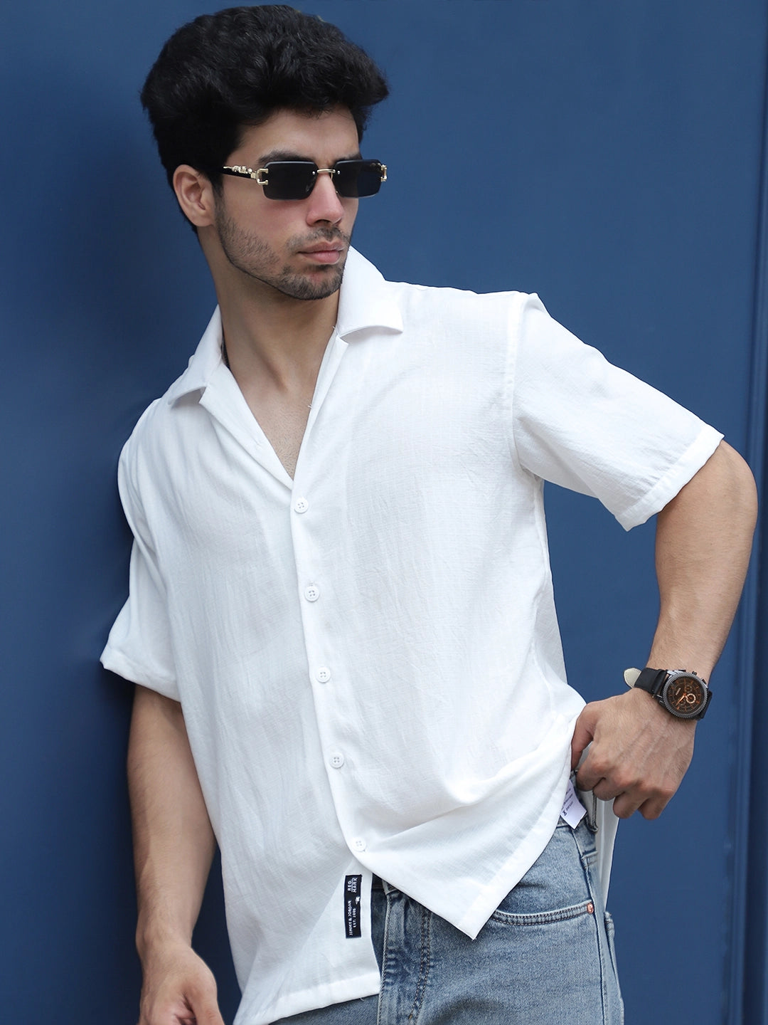 Leafline White Half sleeve shirt