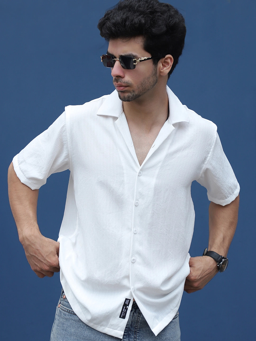 Leafline White Half sleeve shirt