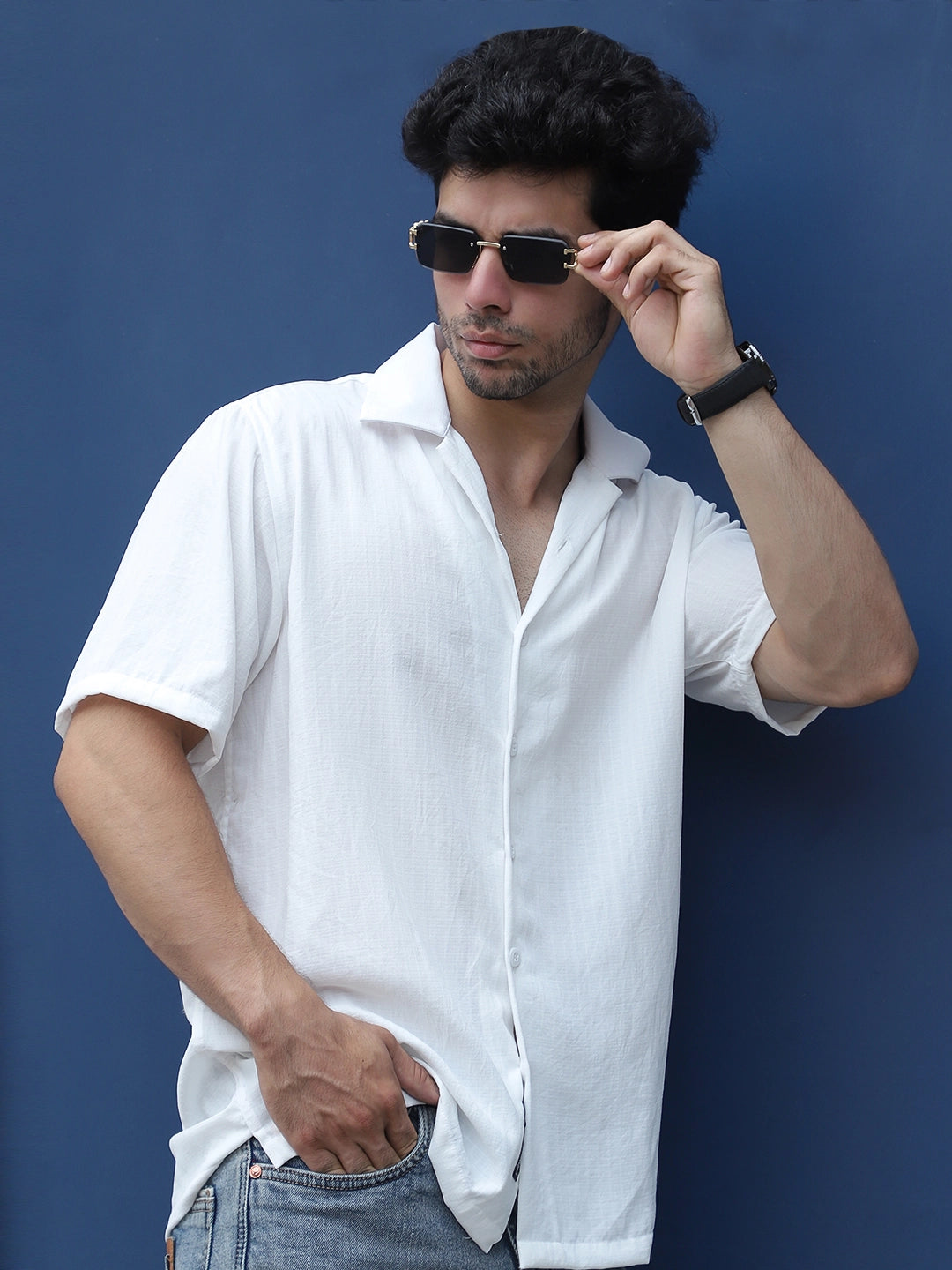 Leafline White Half sleeve shirt