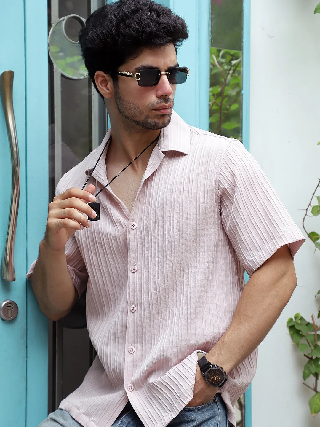 Lush Light Peach Half Sleeve Shirt
