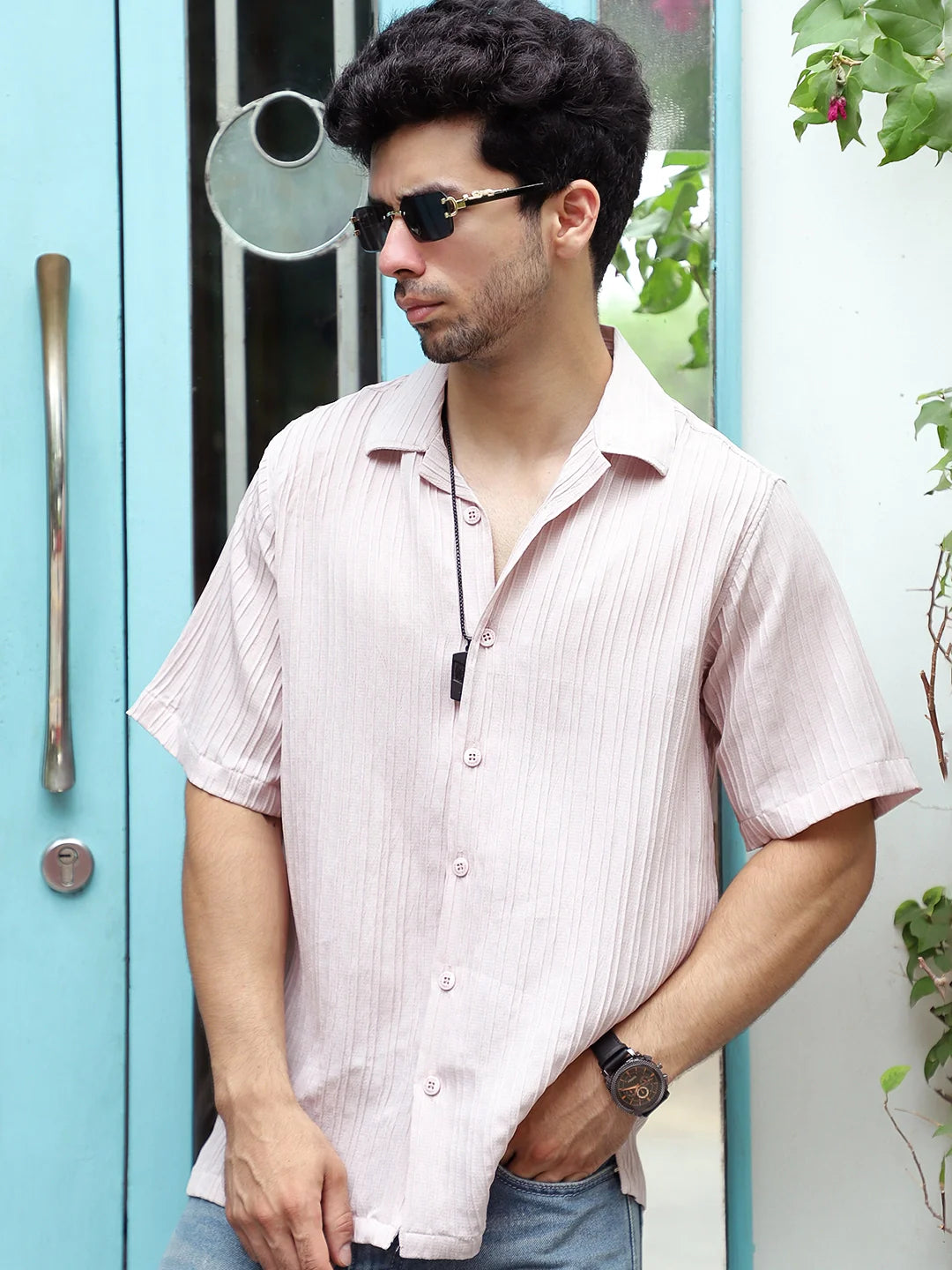 Lush Light Peach Half Sleeve Shirt