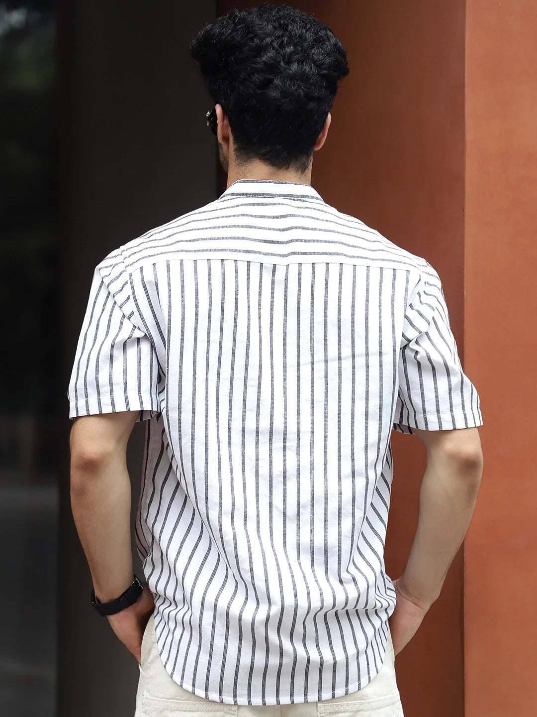 Stonehill White Half Sleeve Stripe Shirt