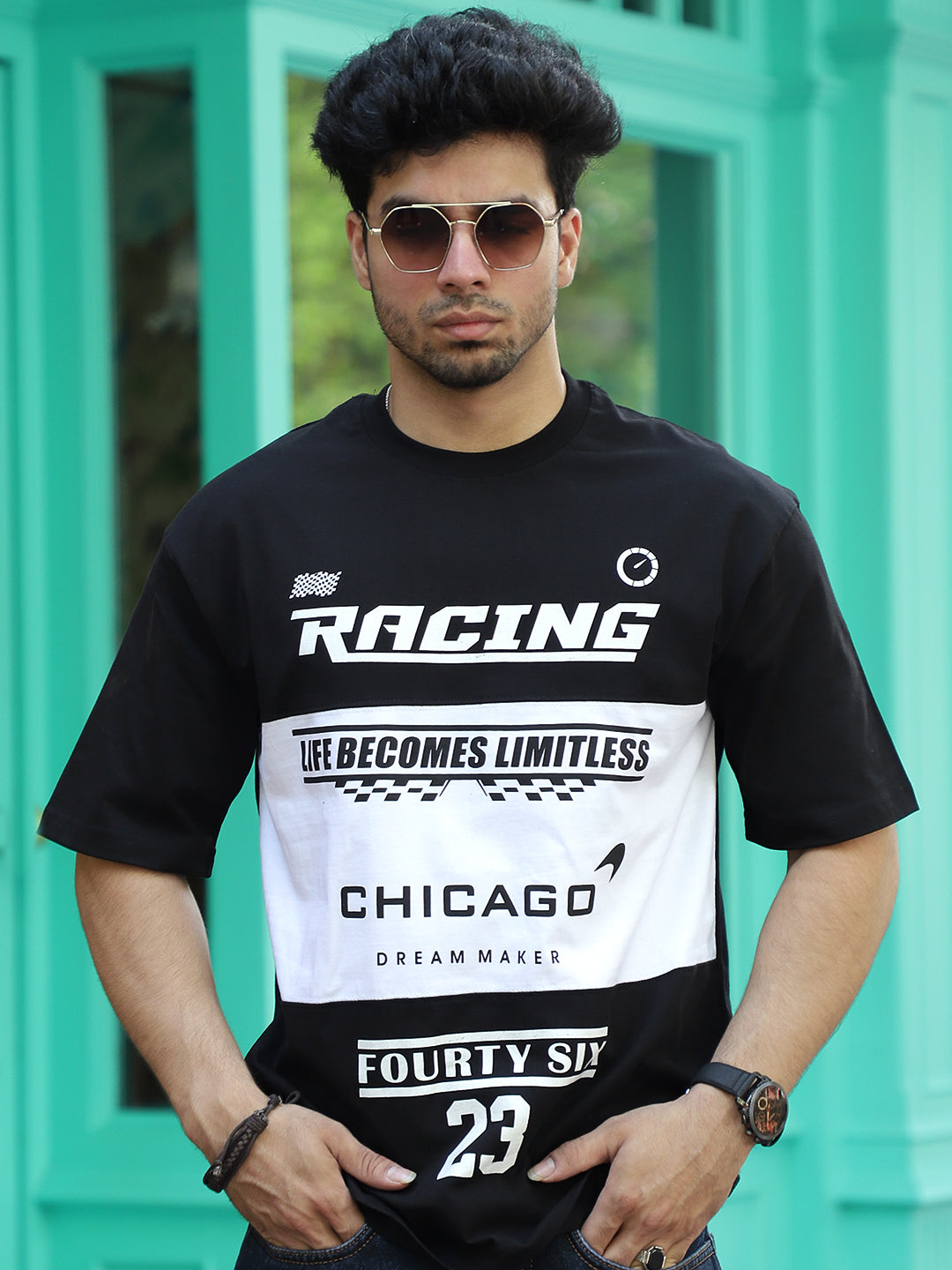Adrenaline Rush Black Oversized T-Shirt