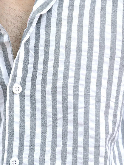 Vornix Black Half Sleeve Stripe Shirt