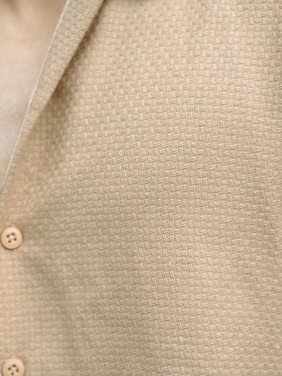 Tactile Textured Beige Half Sleeve Shirt