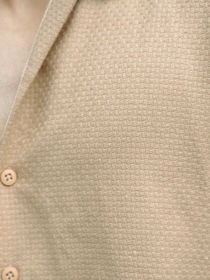 Tactile Textured Beige Half Sleeve Shirt