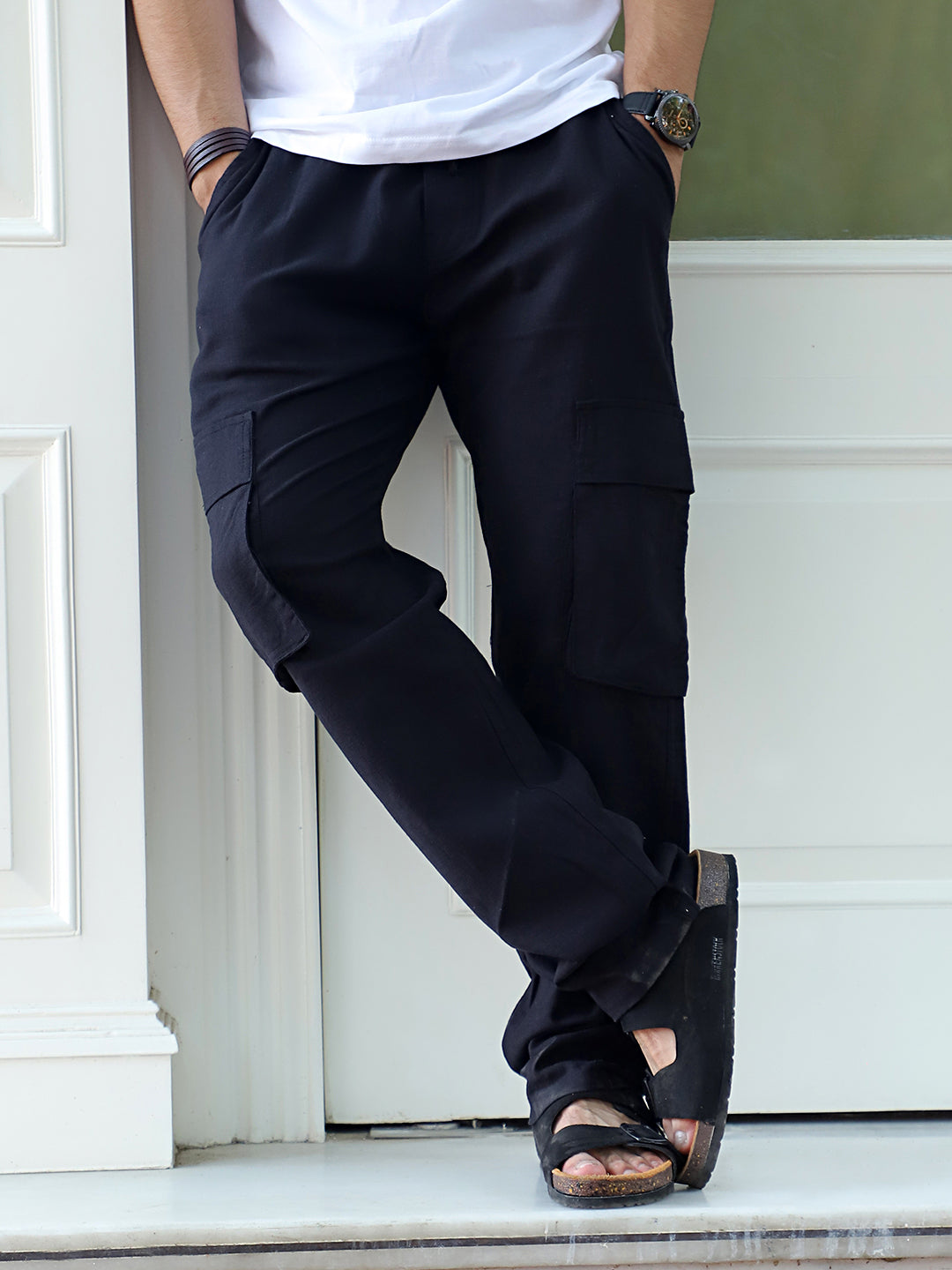 Desert Black Linen Cargo