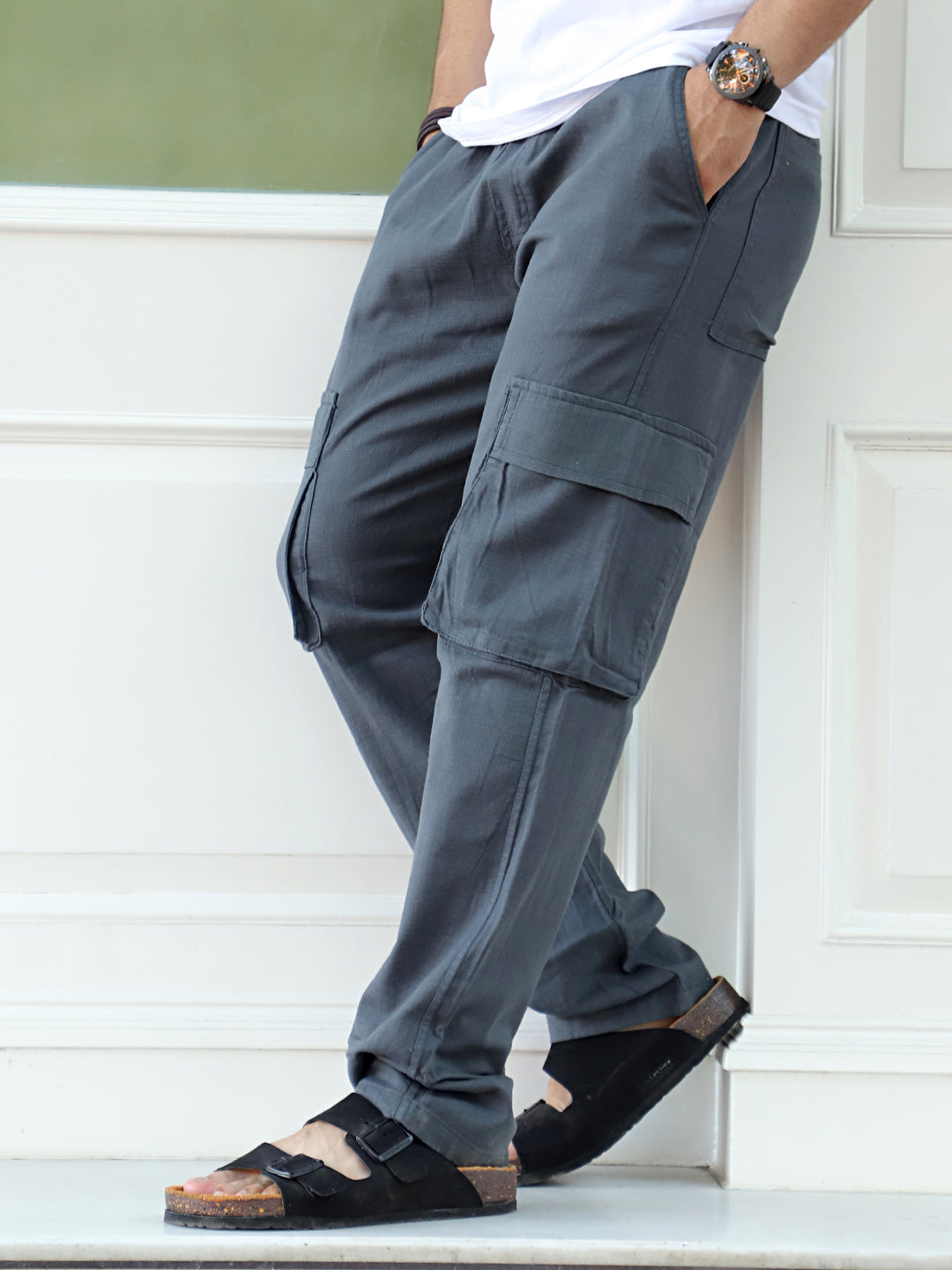 Desert Steel Grey Linen Cargo