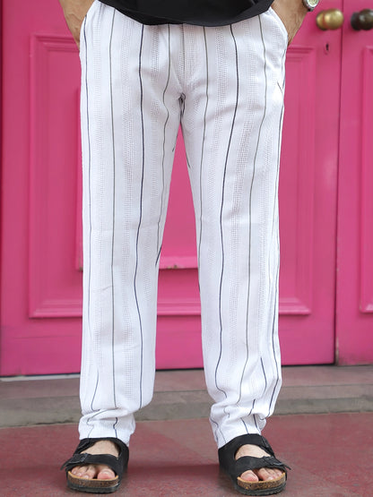 Kyzen White Stripe Baggy Fit Trouser
