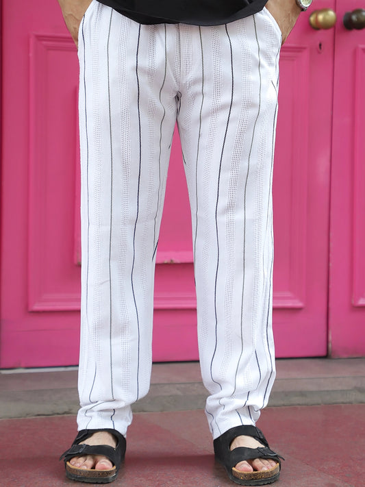 Kyzen White Stripe Baggy Fit Trouser