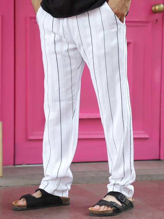 Kyzen White Stripe Baggy Fit Trouser