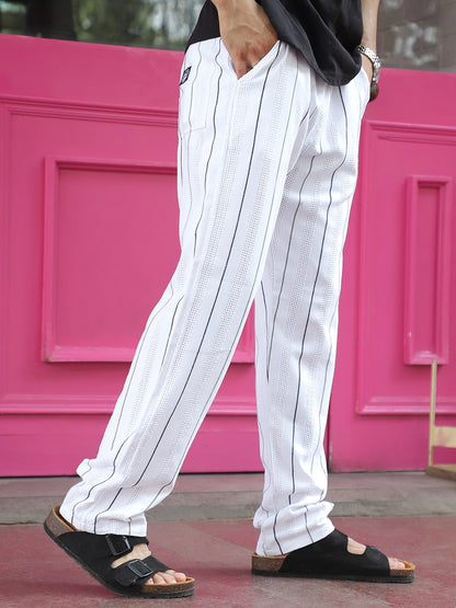 Kyzen White Stripe Baggy Fit Trouser