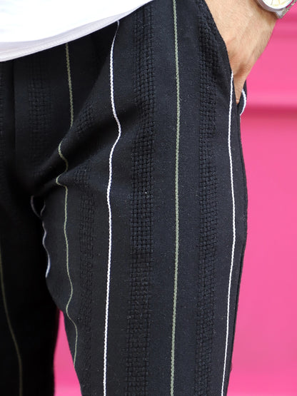 Kyzen Black Stripe Baggy Fit Trouser