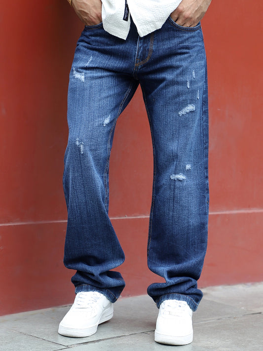 Oliver Dark Cobalt Blue Denim Straight Fit Jeans