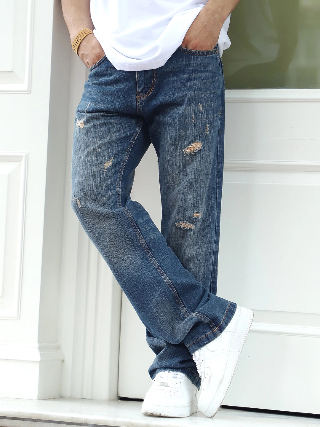 Oliver Cobalt Blue Denim Straight Fit Jeans