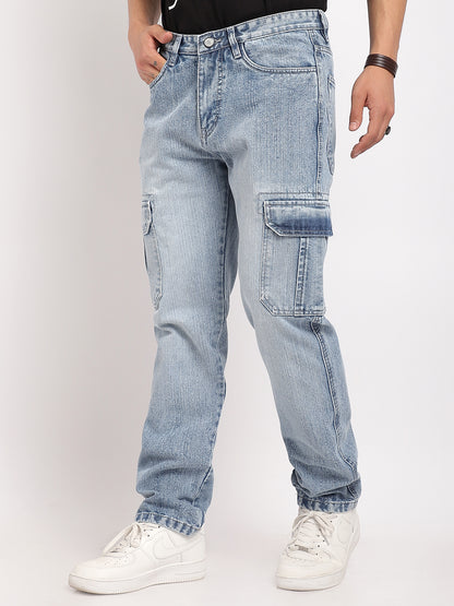 Caventor Ice Blue Baggy Fit Denim Cargo
