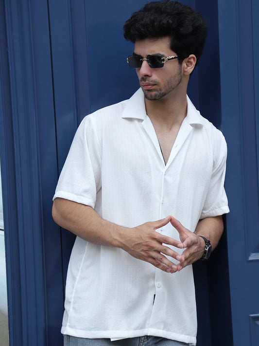 Leafline White Half sleeve shirt