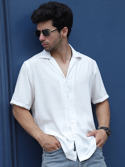 Leafline White Half sleeve shirt