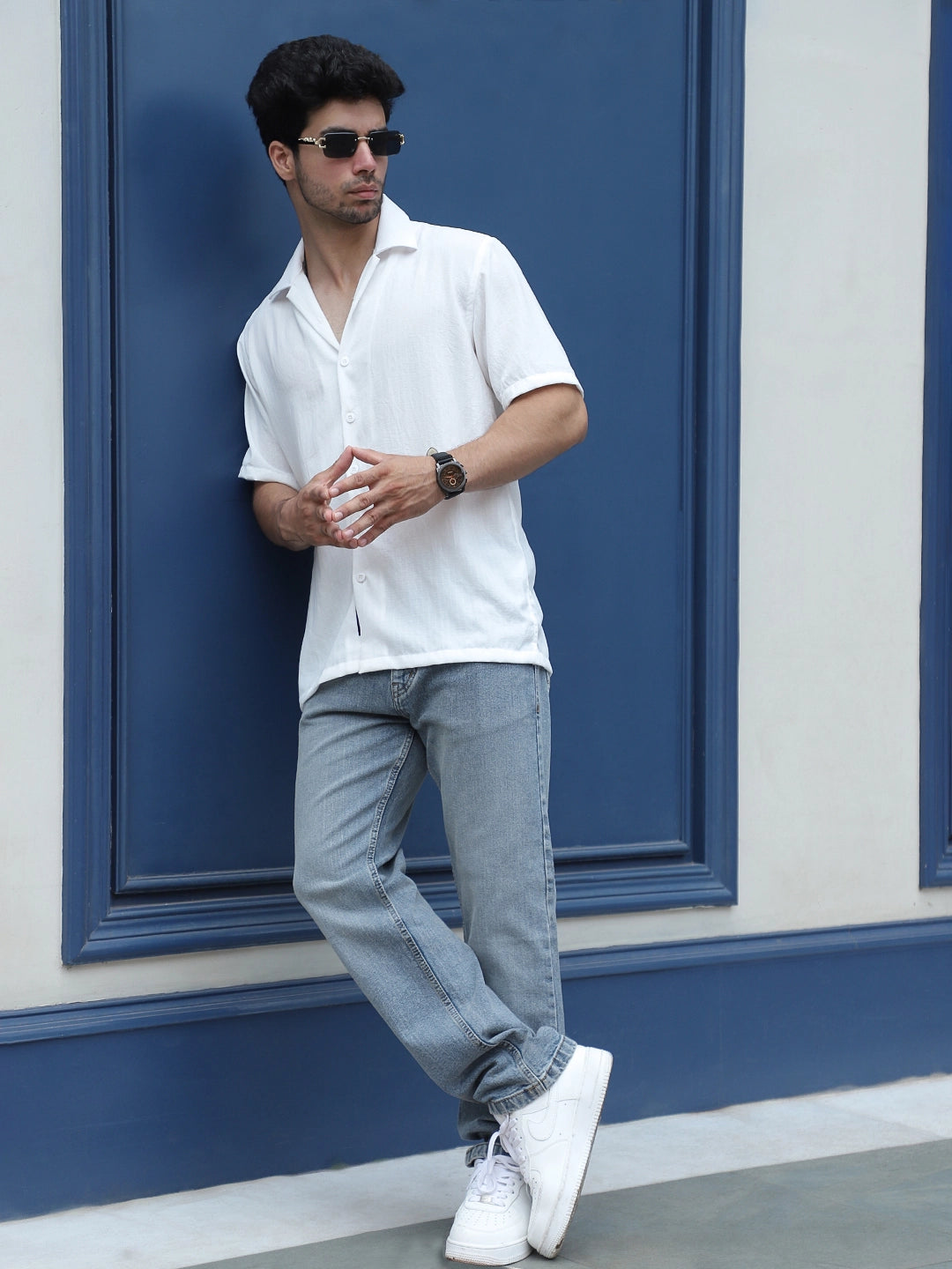 Leafline White Half sleeve shirt