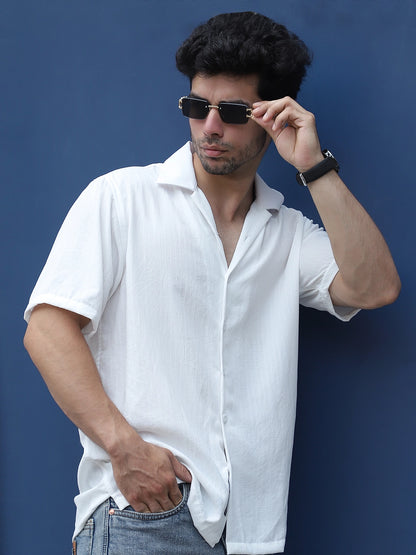 Leafline White Half sleeve shirt
