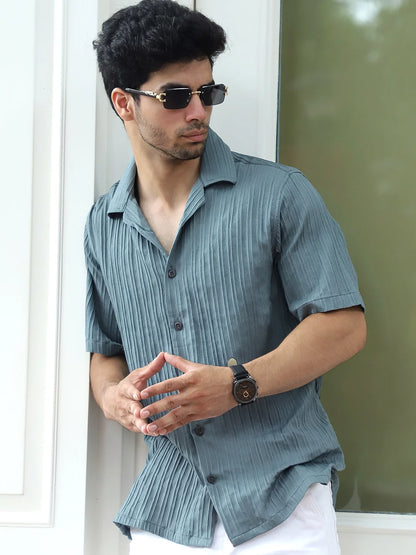 Lush Teal Green  Half Sleeve Shirt