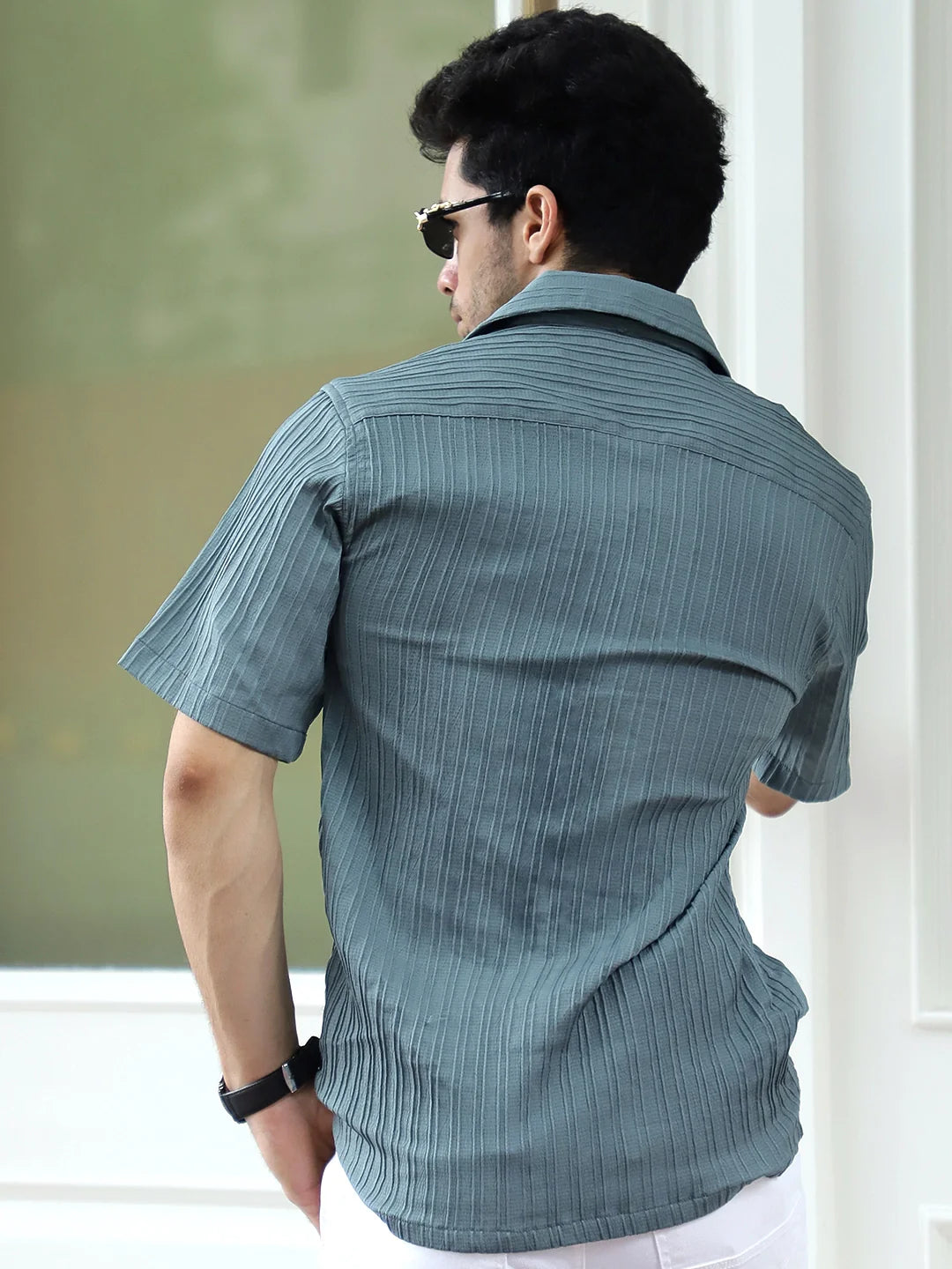 Lush Teal Green  Half Sleeve Shirt