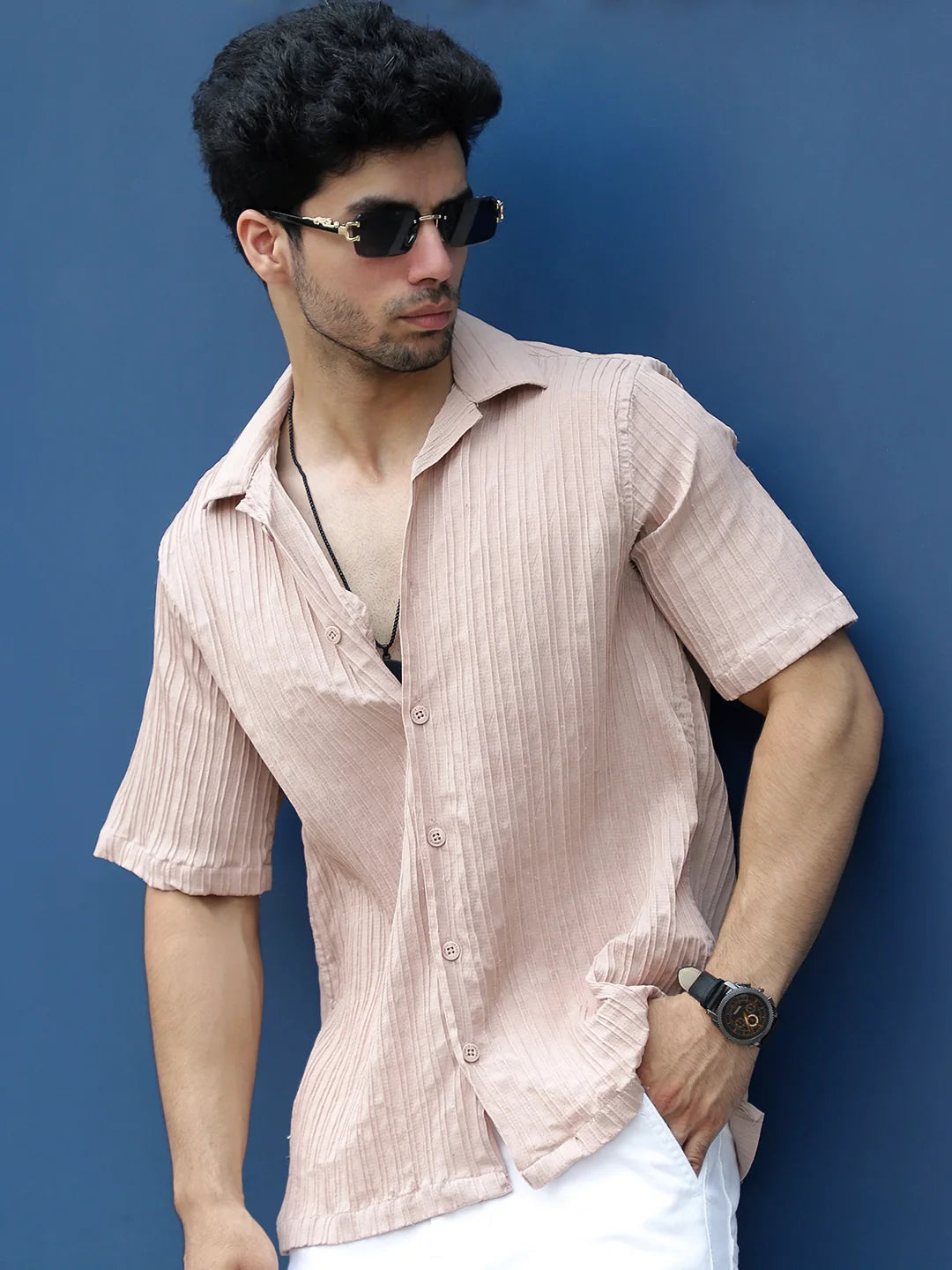 Lush Dusty Peach Half Sleeve Shirt