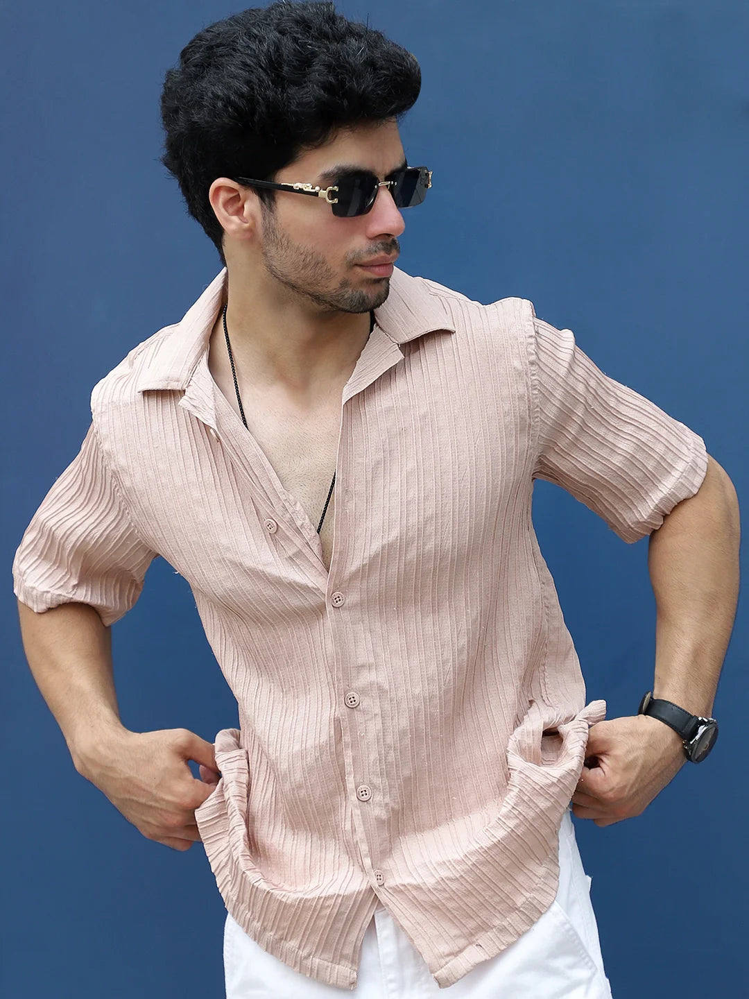 Lush Dusty Peach Half Sleeve Shirt