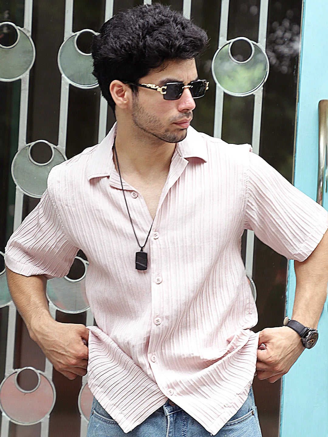 Lush Light Peach Half Sleeve Shirt
