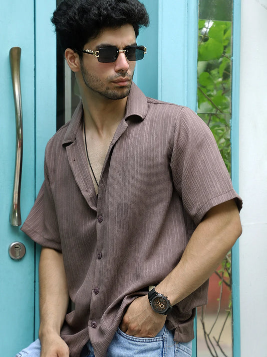 Lush Dusty Brown Half Sleeve Shirt