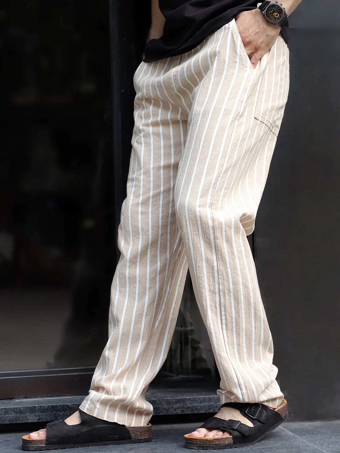 Frostline Beige Stripe Trouser