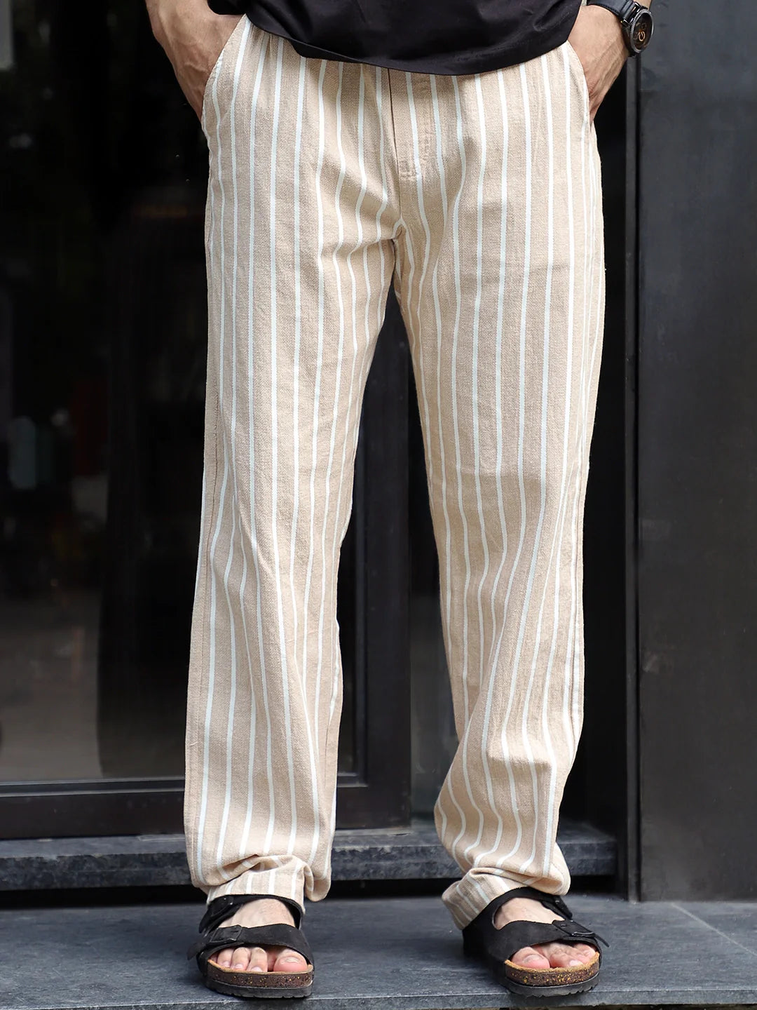 Frostline Beige Stripe Trouser