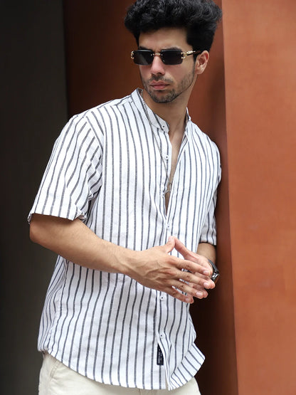 Stonehill White Half Sleeve Stripe Shirt
