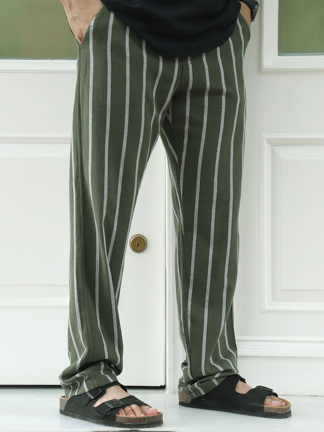 Mavero Dark Olive Stripe Trouser