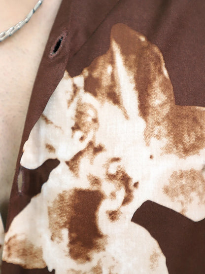 Layali Dark Brown Half Sleeve Printed Shirt