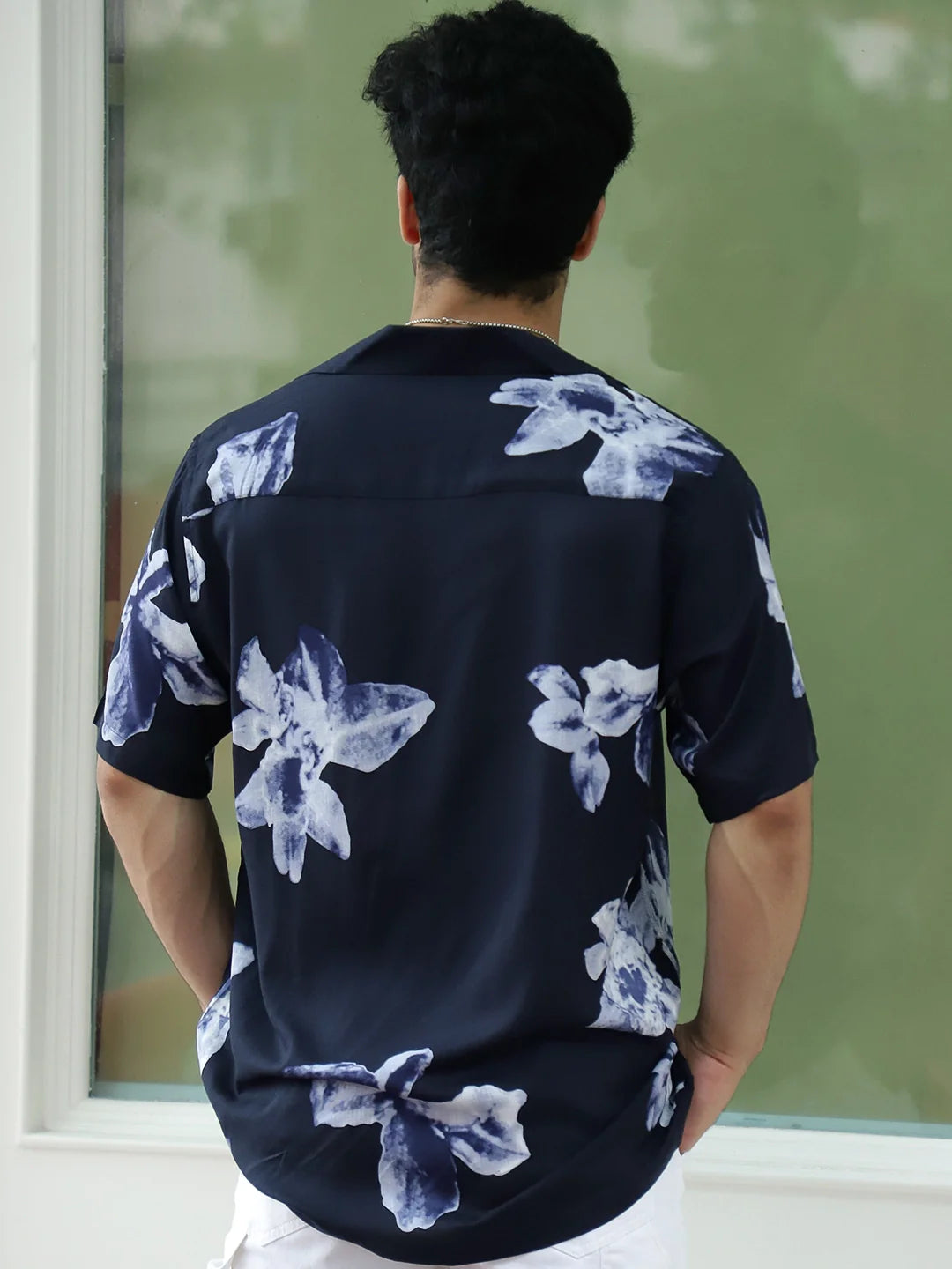 Layali Dark Blue Half Sleeve Printed Shirt