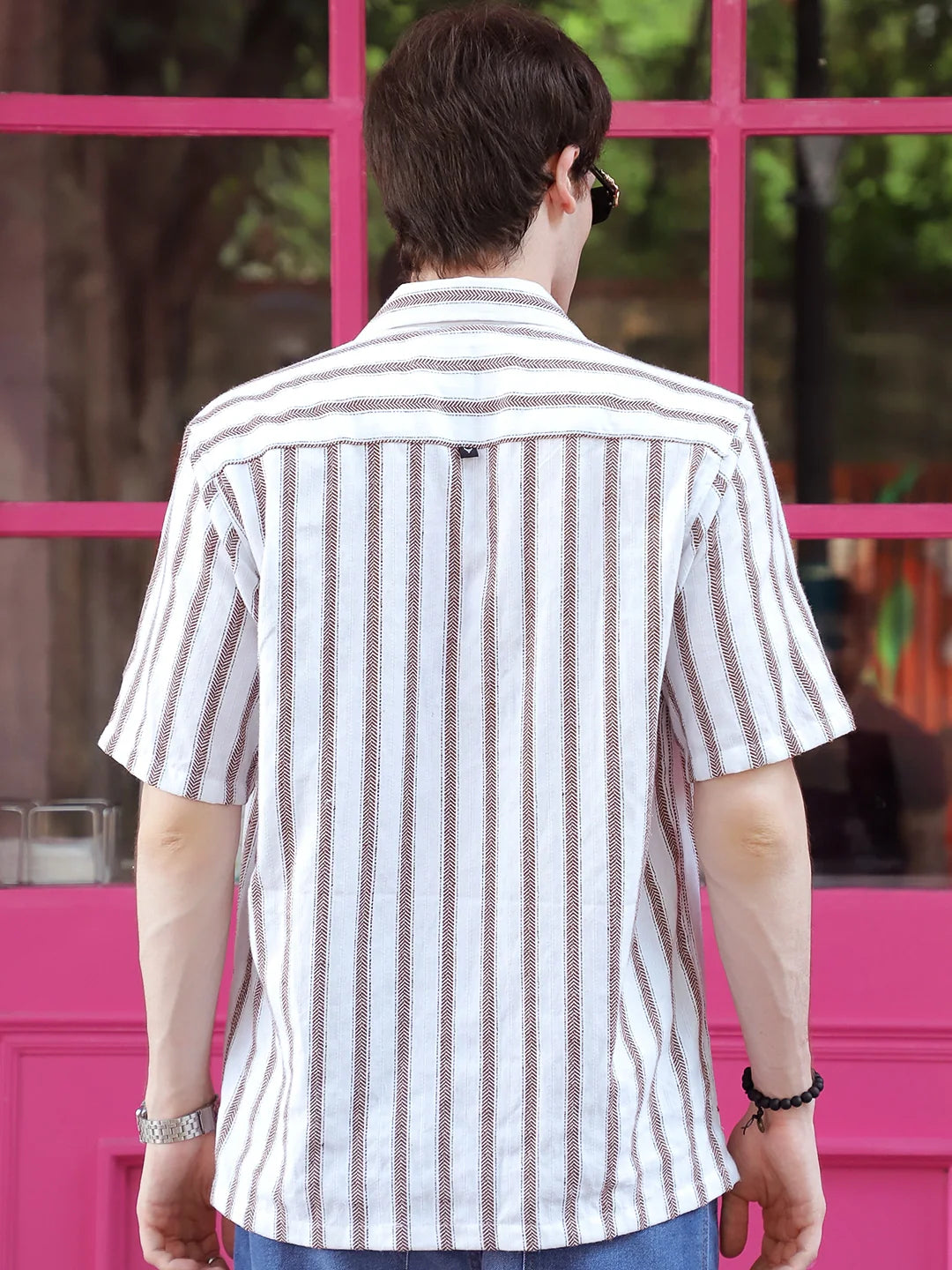 Monsoon Mood Brown Stripe Half Sleeve Shirt