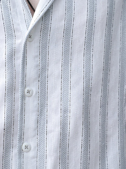 Monsoon Mood Grey Stripe Half Sleeve Shirt
