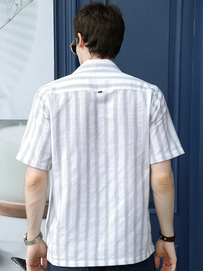 Monsoon Mood Grey Stripe Half Sleeve Shirt