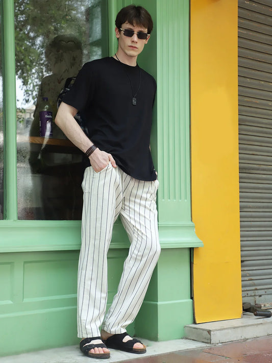 Oatmark Off White Stripe Trouser