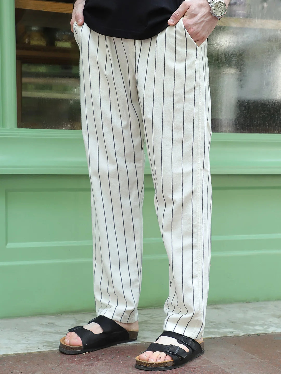 Oatmark Off White Stripe Trouser
