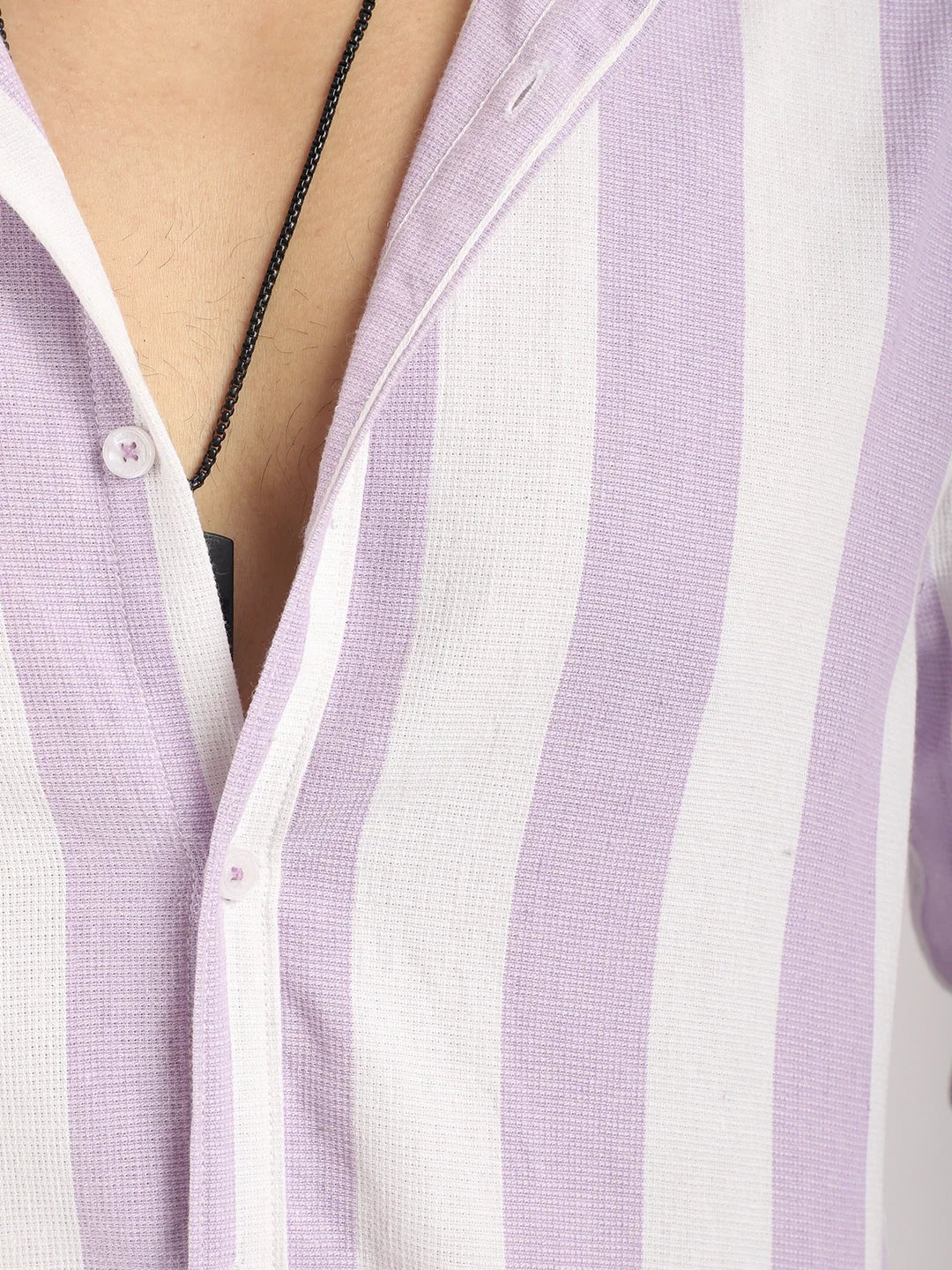 Oaken Espresso Lavender Stripe Linen Shirt