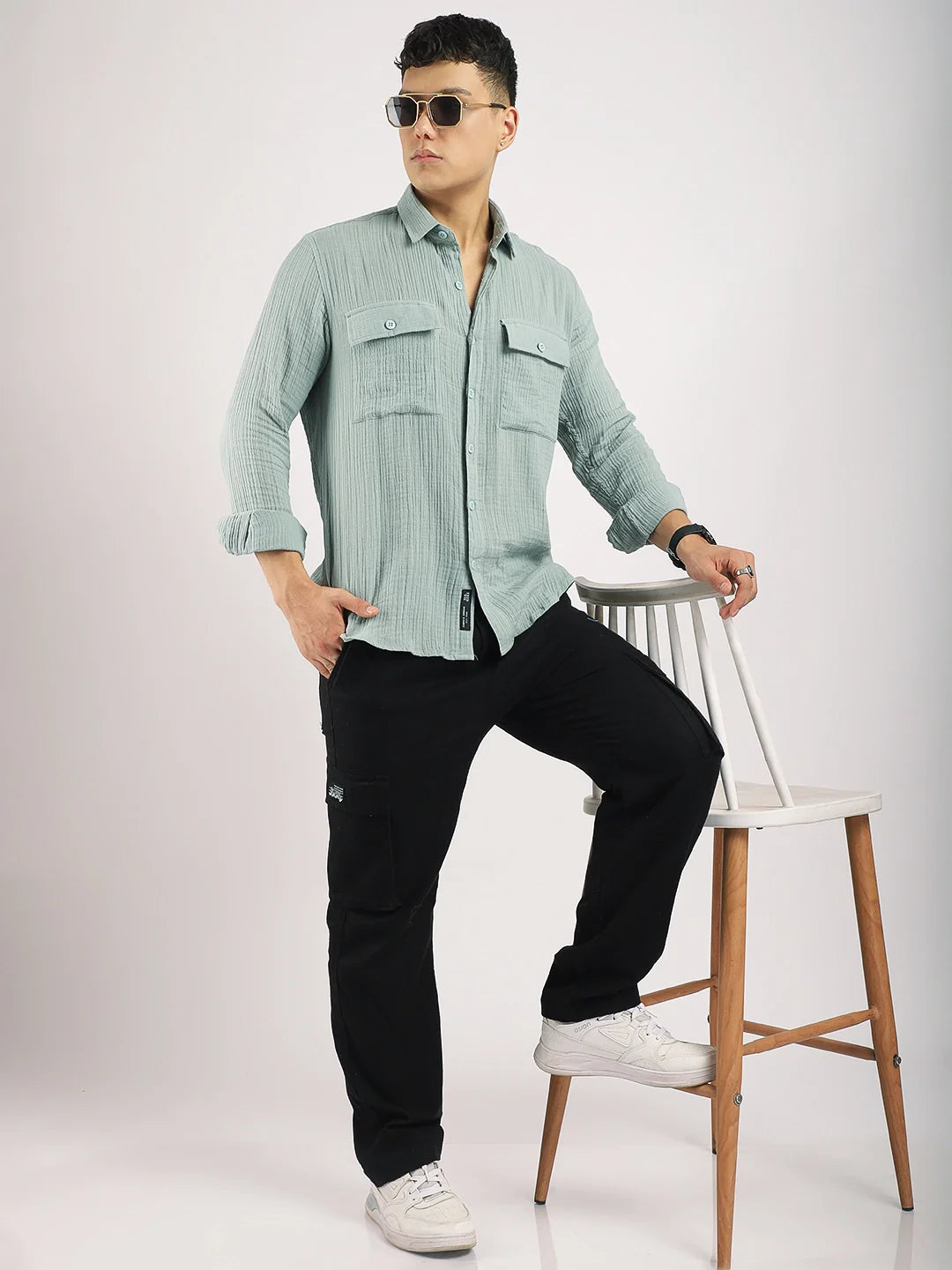 Vero Vibe Lucas Double Clothe Teal Green Shirt